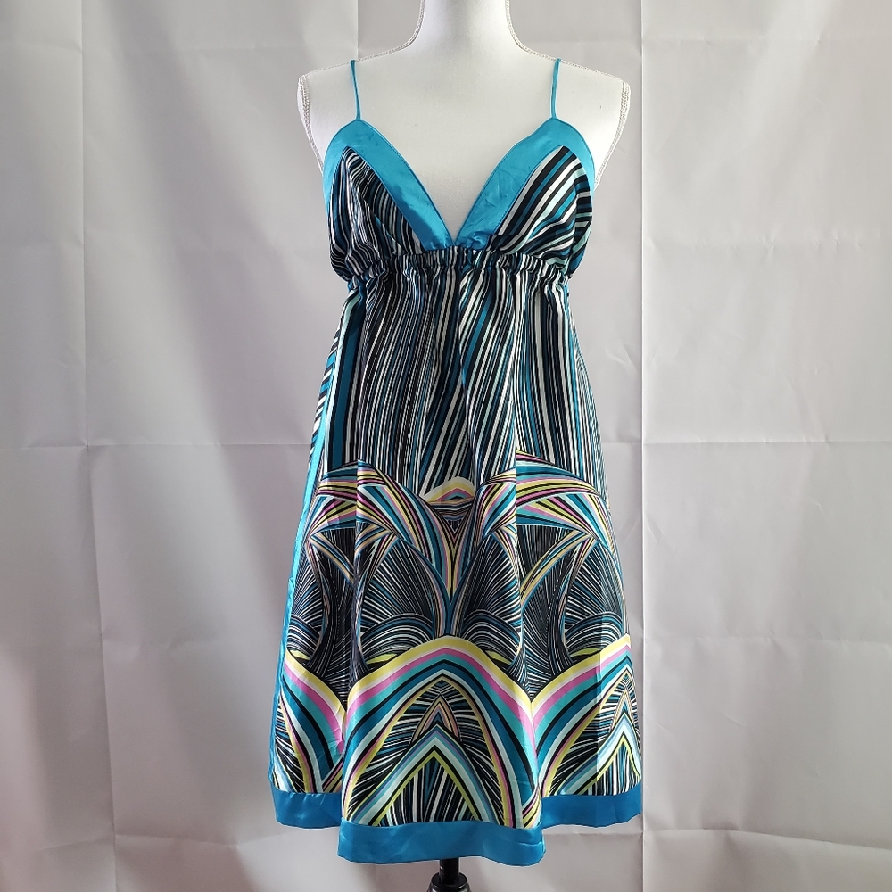 Women Multi Color Halter Lined Sundress Sz Med
